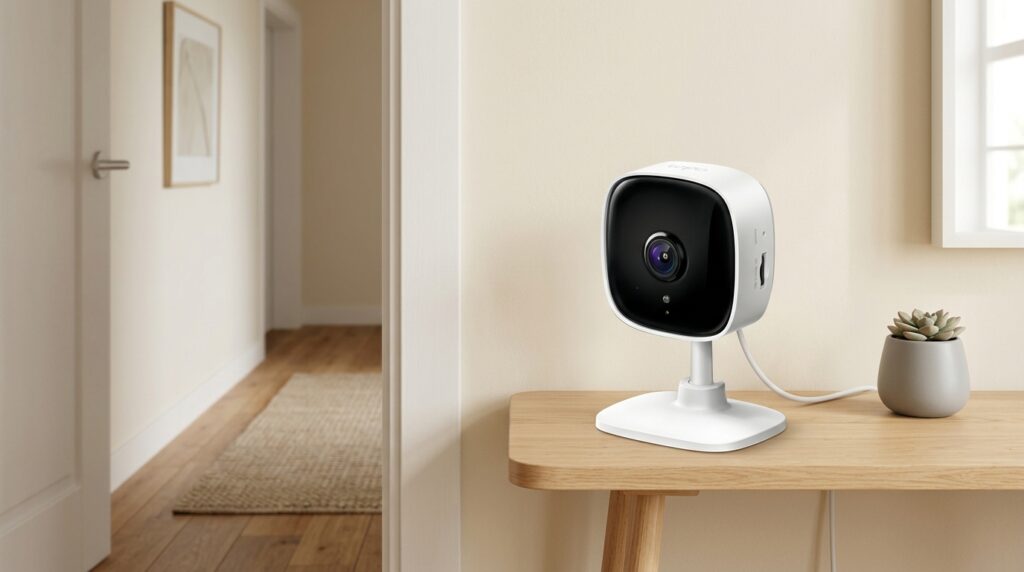 A Tapo C100 oferece resolução Full HD e pode fazer sentido quando o objetivo é monitorar um ambiente interno sem necessidade de uma quantidade maior de pixels.