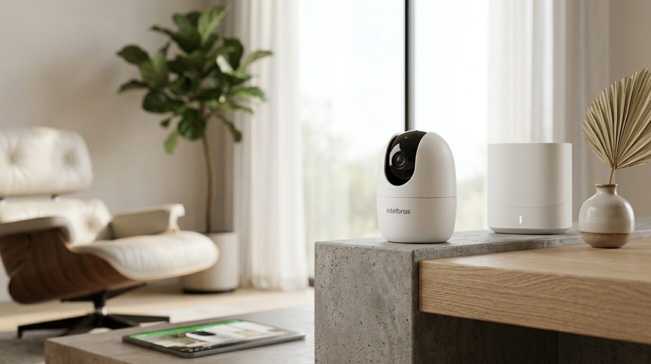 A Intelbras iM4 C combina resolução Full HD com movimentação 360° para monitoramento de ambientes internos.