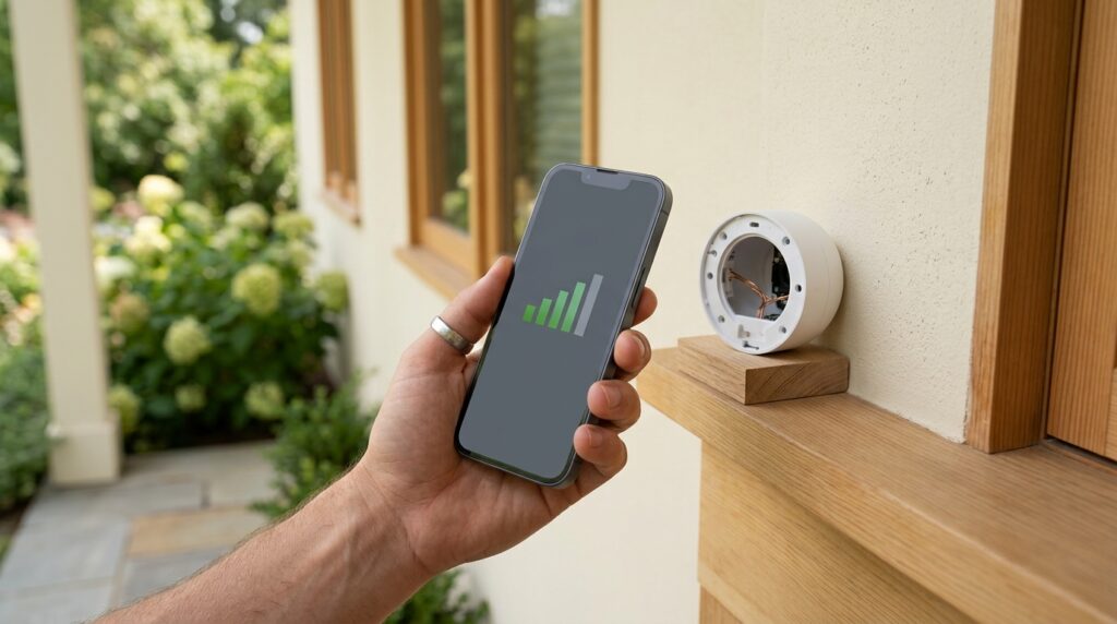Testar o Wi-Fi no ponto onde a câmera ficará instalada ajuda a identificar problemas de conectividade antes da fixação definitiva.