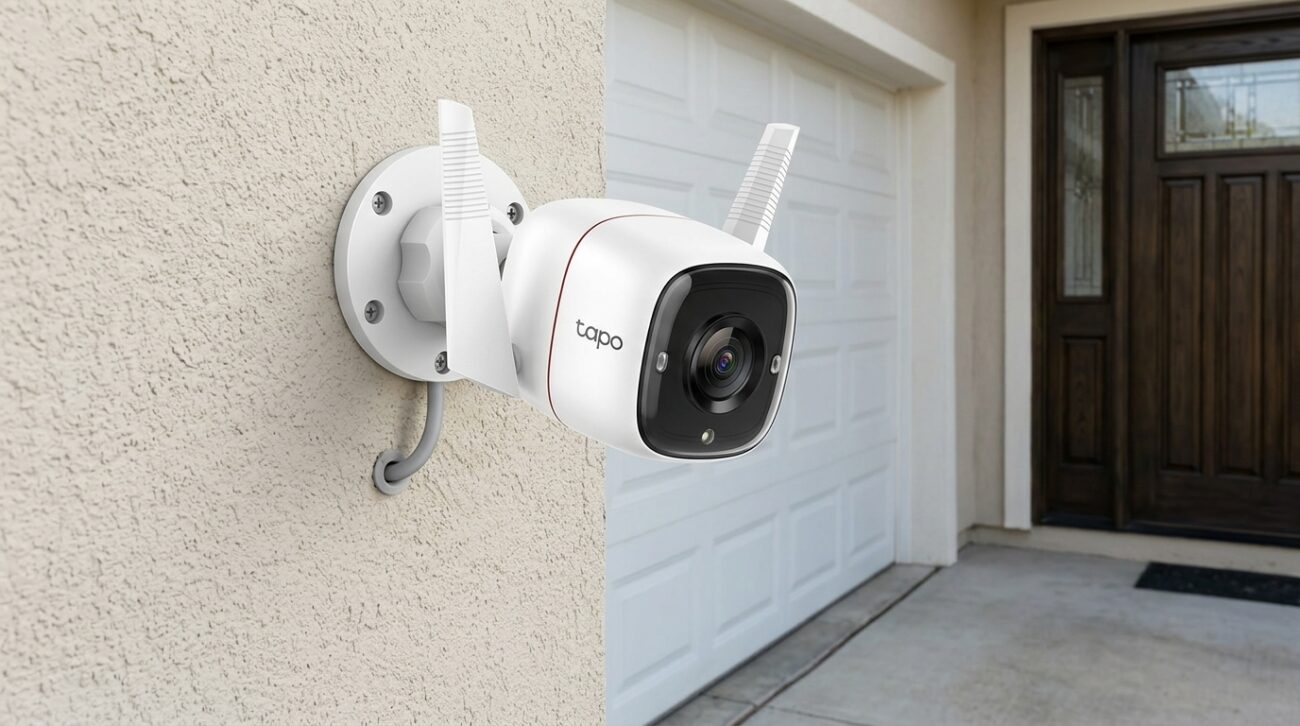 A Tapo C310 é voltada para instalação externa e combina conexão Wi-Fi ou Ethernet com proteção IP66 contra chuva e poeira.