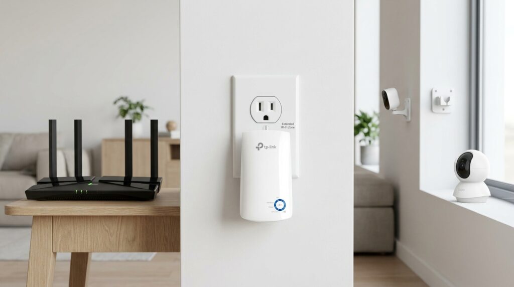 Um repetidor como o TL-WA850RE pode ser considerado quando o problema identificado está relacionado à cobertura insuficiente do Wi-Fi no local onde a câmera será utilizada.